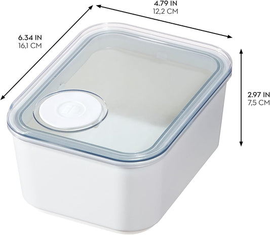Airtight Food Storage Container with Press Seal – Rectangular 1L BPA-Free Stackable Kitchen Organizer with Transparent Lid