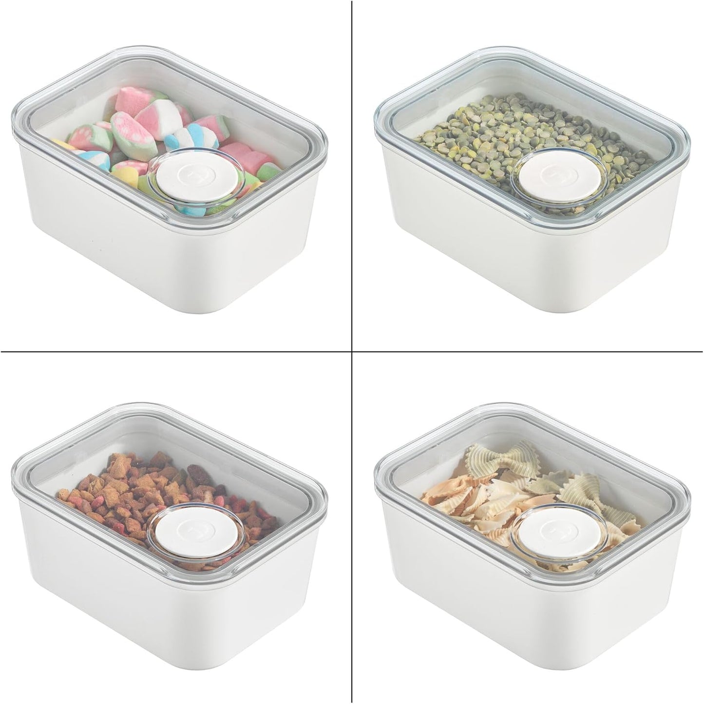 Airtight Food Storage Container with Press Seal – Rectangular 1L BPA-Free Stackable Kitchen Organizer with Transparent Lid