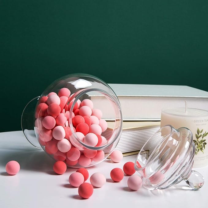 European Style Glass Apothecary Jar with Lid – 9" Tall Pedestal Clear Candy Jar for Weddings, Home Decor, or Bathroom Storage