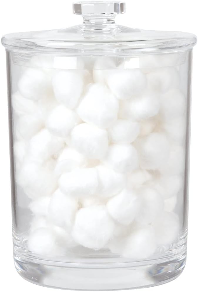 Clear Glass Storage Jar with Lid – Modern Transparent Candy Canister for Kitchen, Bathroom or Desktop
