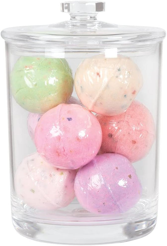 Clear Glass Storage Jar with Lid – Modern Transparent Candy Canister for Kitchen, Bathroom or Desktop