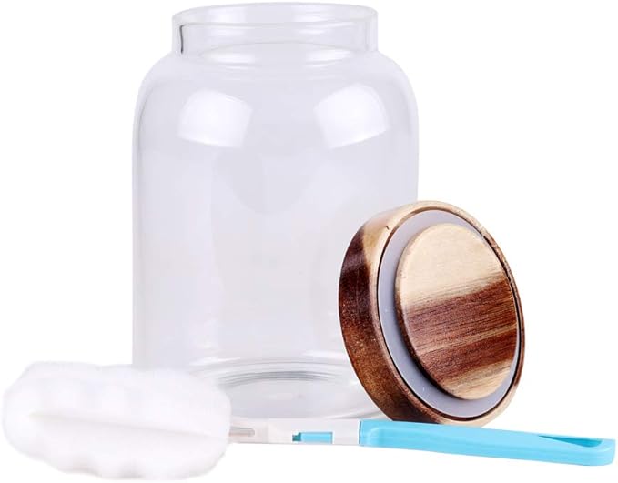 Large 1250ml Glass Storage Jar with Wooden Airtight Lid｜Sealed Canister for Pasta, Grains, Snacks & Pantry Organization