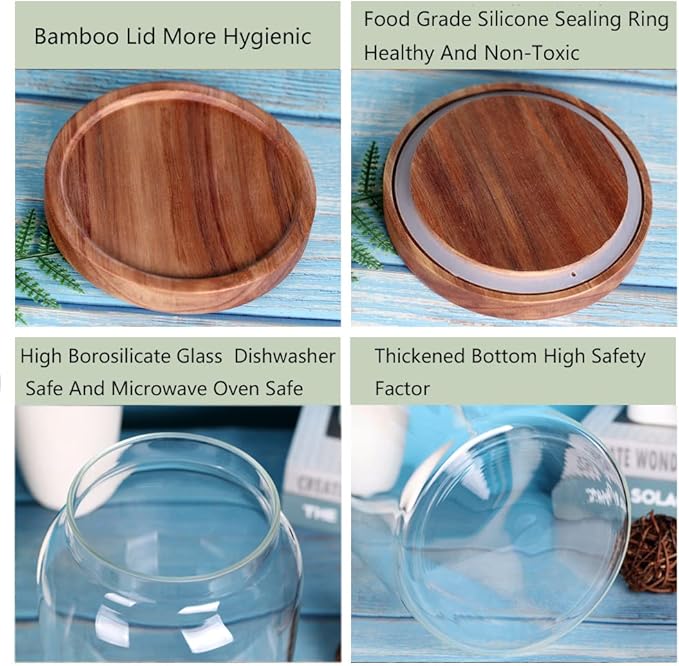 3800ml Large Glass Storage Jar with Wooden Lid – Airtight Food Container for Pasta, Coffee, Cereal, Snacks & Dry Goods