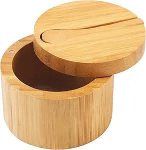 Round Bamboo Storage Jar with Lid – Small Natural Bamboo Container for Spices, Tea, Candy, Jewelry – 3.9" Diameter × 2.8" Height
