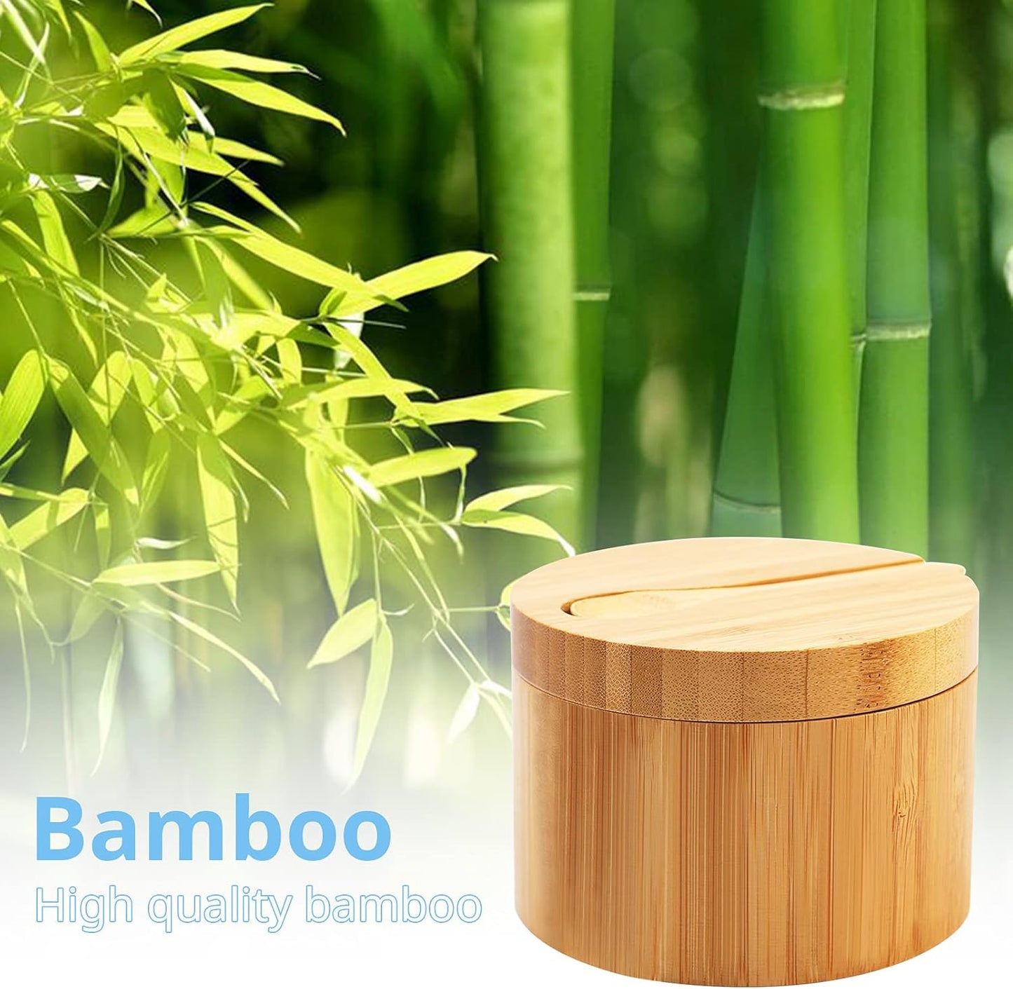 Round Bamboo Storage Jar with Lid – Small Natural Bamboo Container for Spices, Tea, Candy, Jewelry – 3.9" Diameter × 2.8" Height