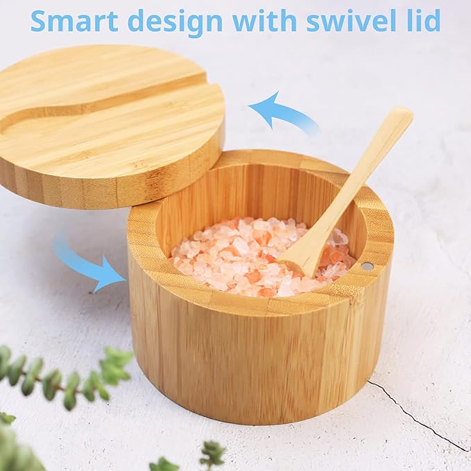 Round Bamboo Storage Jar with Lid – Small Natural Bamboo Container for Spices, Tea, Candy, Jewelry – 3.9" Diameter × 2.8" Height