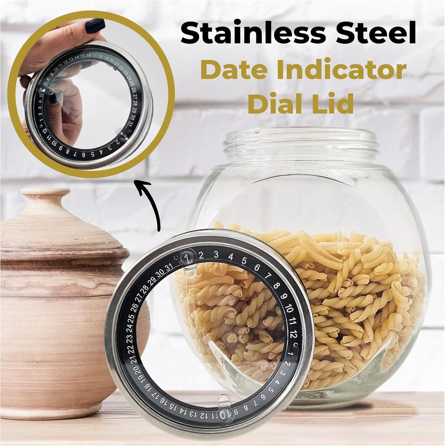 Dual-Angle Glass Storage Jar with Stainless Steel Lid｜45° Tilt or Upright Design｜Sealed Food Canister for Kitchen & Pantry